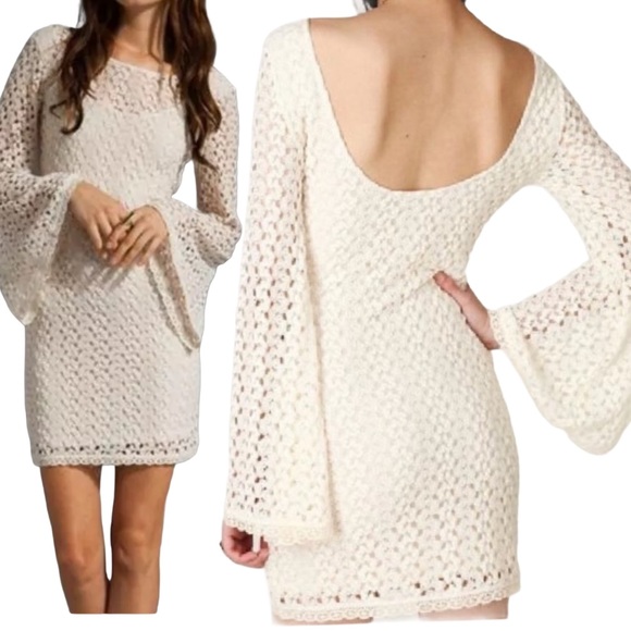 Free People Dresses & Skirts - Free People Gypsy Lace Bell Sleeve Crochet Dress L